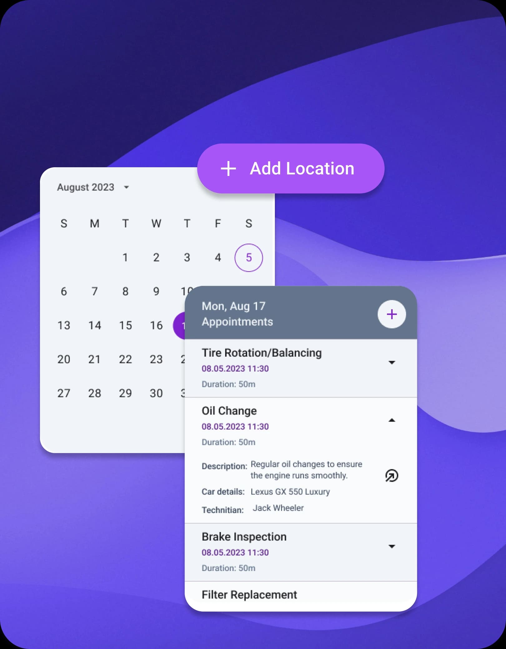 Locations & Calendar Management